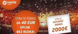 Synottip bonus 40 eur a 2000 eur (18 rokov)